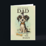 To Dad From Quirky Dog Funny Birthday Custom Pup Card<br><div class="desc">This whimsical birthday card for Dad features an adorable, scruffy pup in soft watercolor style, sitting with big, bright eyes and surrounded by playful pawprints and a cartoon bone. It’s a cheerful and charming way for a beloved dog to celebrate their favourite human on his special day. The name on...</div>