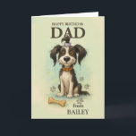To Dad From Quirky Dog Funny Birthday Custom Pup Card<br><div class="desc">This whimsical birthday card for Dad features an adorable, scruffy pup in soft watercolor style, sitting with big, bright eyes and surrounded by playful pawprints and a cartoon bone. It’s a cheerful and charming way for a beloved dog to celebrate their favourite human on his special day. The name on...</div>