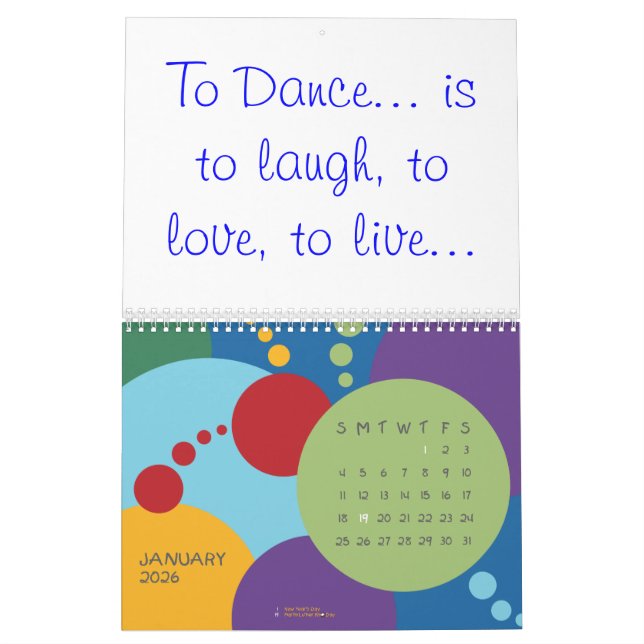To Dance... , Dare to take the journey!!!, To D... Calendar (Jan 2026)