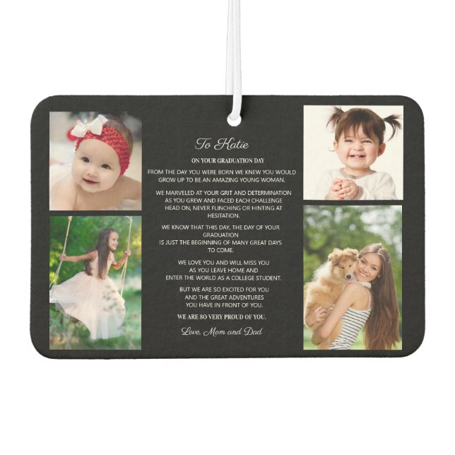 To Daughter Graduation Day 4 Photo Keepsake Car Air Freshener (Front)