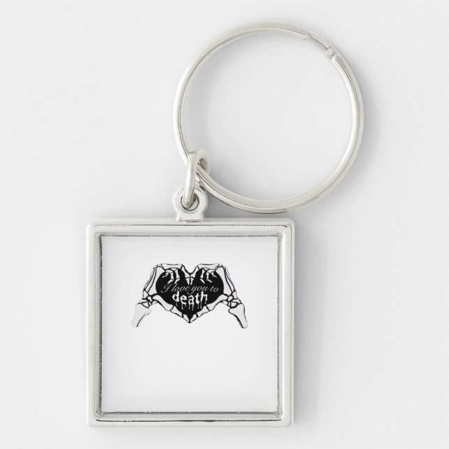 To Death Skeleton Hand Heart Classic Design Key Ring (Front)