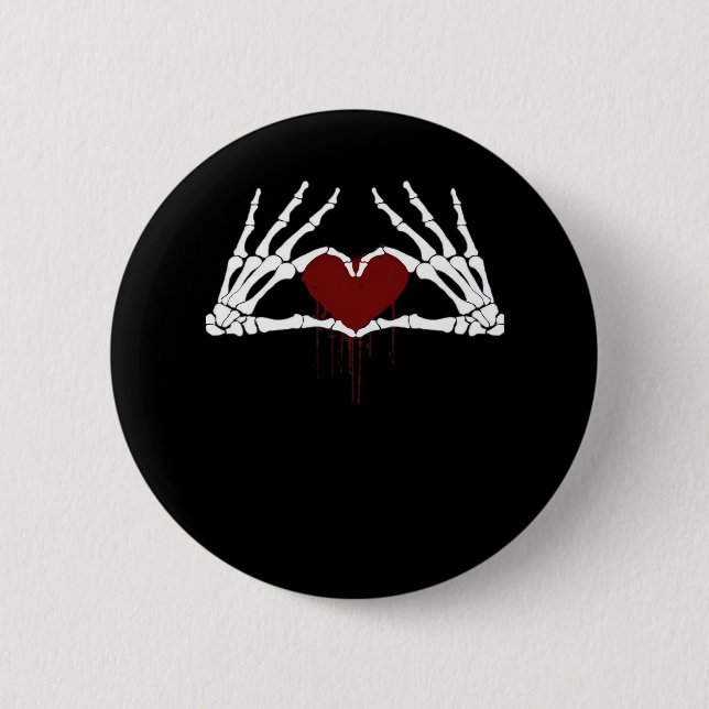 To Death  - Skeleton Heart Hands 6 Cm Round Badge (Front)
