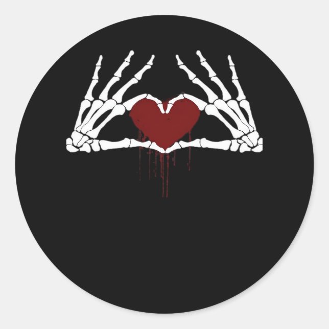 To Death  - Skeleton Heart Hands Classic Round Sticker (Front)