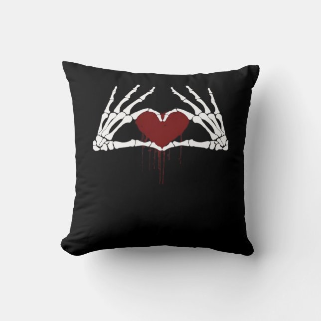 To Death  - Skeleton Heart Hands Cushion (Front)