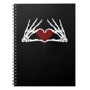 To Death  - Skeleton Heart Hands Notebook
