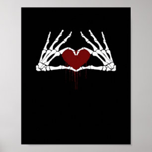 To Death - Skeleton Heart Hands Poster