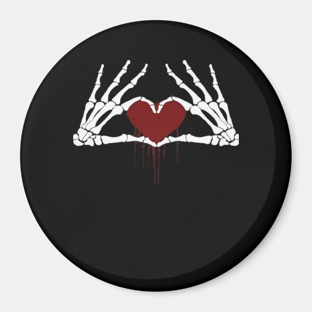 To Death Skeleton Heart Hands Style Magnet (Front)