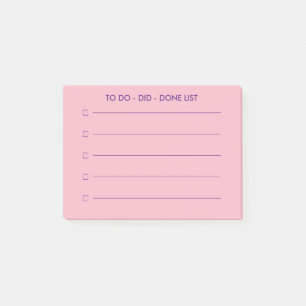 To do did done list girly pink lined checkboxes post-it notes