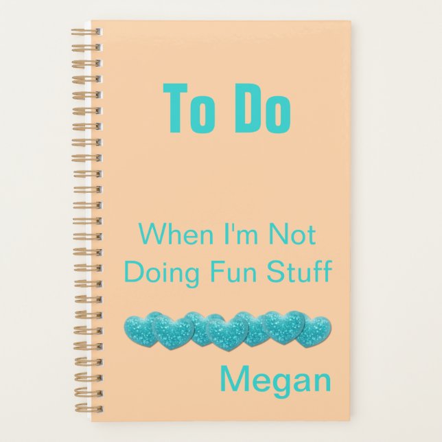 To Do Hearts and Love - Not Fun Stuff Personalised Planner (Front)