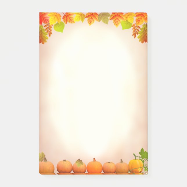 To Do List, Autumn Leaves & Pumpkins on Scroll Post-it Notes (Front)