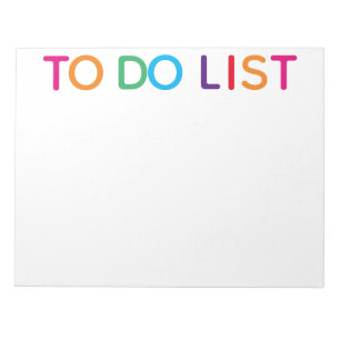 To Do List Bright Multicolor Block Print 11 x 8.5 Notepad