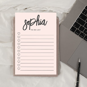 To Do List Brush Script Hearts Blush Pink Post-it Notes
