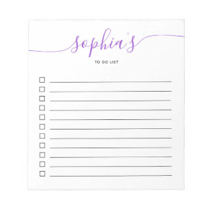 To Do List Chic Script Purple Notepad