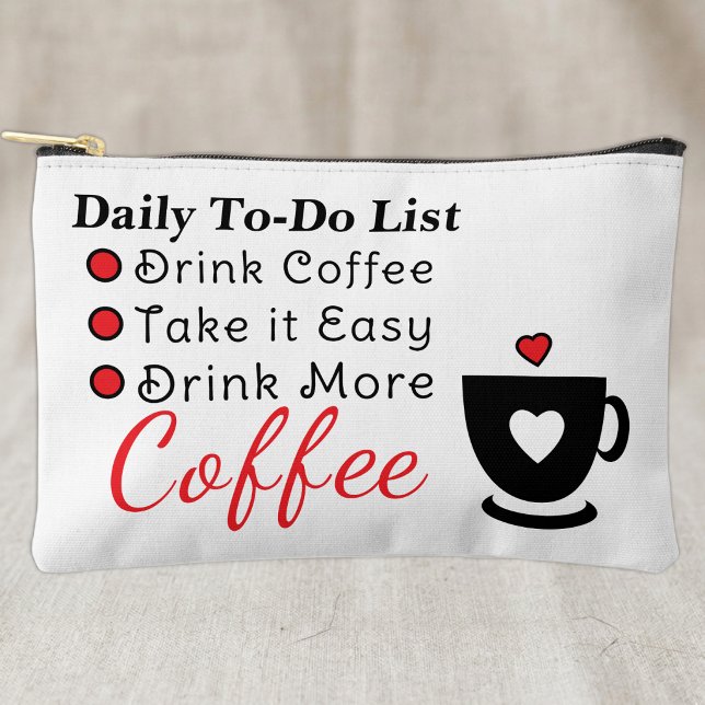 To-do list coffee lovers white red accessory pouch (Creator Uploaded)