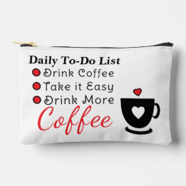 To-do list coffee lovers white red accessory pouch