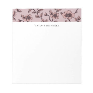 To Do List Dusty Mauve Elegant Floral Pattern  Notepad