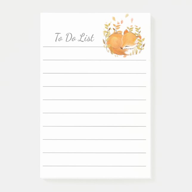 To Do List Fox Personalised Post-it® Notes (Front)