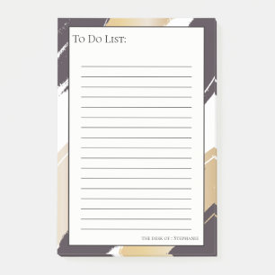 To DO List -  Gold and Black Modern Brush Strokes Post-it Notes