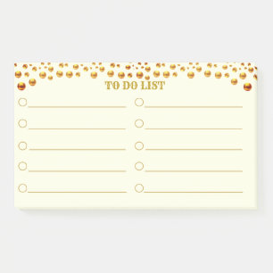 To Do List & Golden Confetti on Ivory Lined Post-it Notes