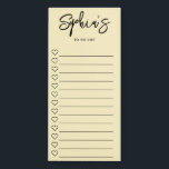 To Do List Hearts Brush Script Yellow Magnetic Notepad<br><div class="desc">Simple To Do List features name in brush script.</div>