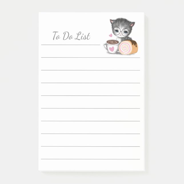 To Do List Kitten Cat Cake  Post-it® Notes (Front)