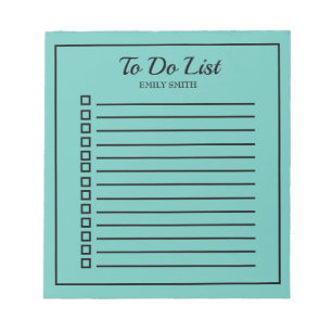 To Do List Lined Checkboxes Teal Black Notepad