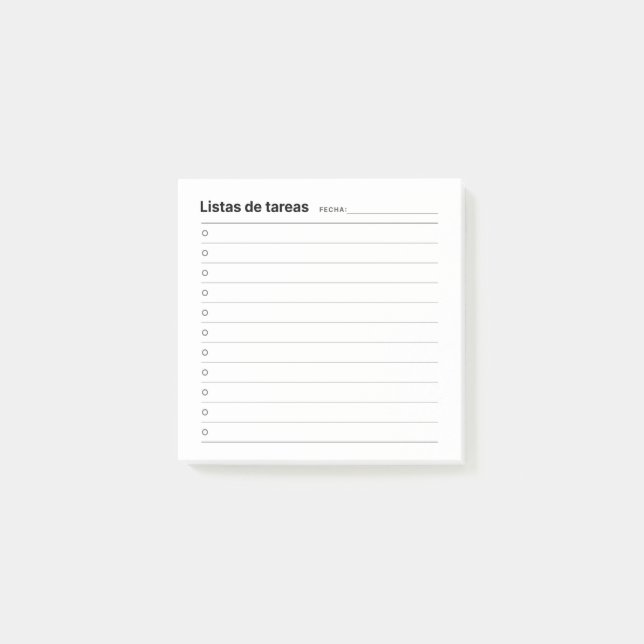 To Do List Notes (In Spanish) (Front)