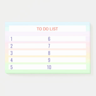 To Do List on Pastel Colours Post-it Notes