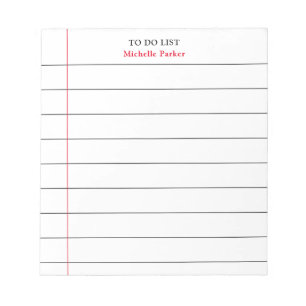 TO DO LIST Plain Minimalist Modern Lined Paper Notepad