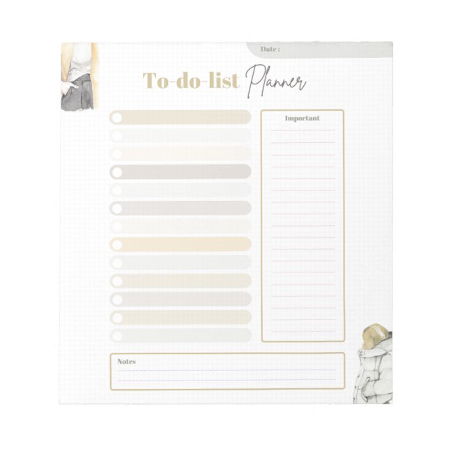 To Do List Planner Girlie Tear Away Notepad (Front)