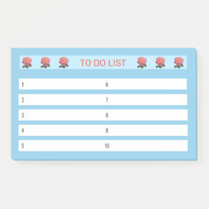 To Do List Roses on Turquoise & White Post-it Notes