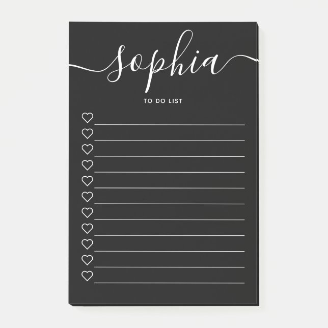 To Do List Script Hearts Black Notes (Front)