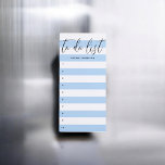 To Do List Script Stripes Blue Magnetic Notepad<br><div class="desc">To do list with chic script.</div>