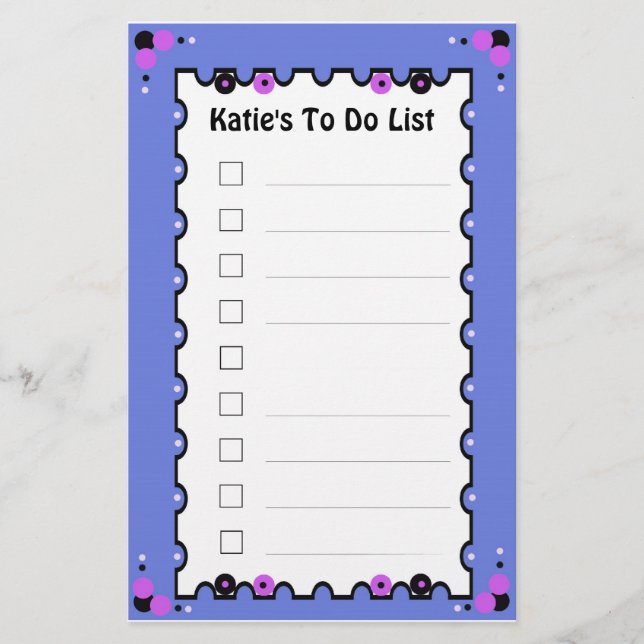 To Do List Stationery (Front)