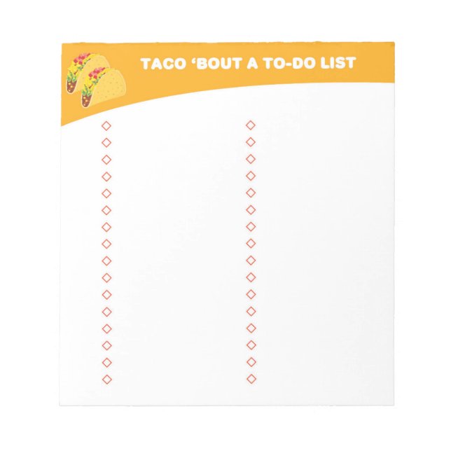 To Do List - Taco Lovers Gift - Taco  Notepad (Front)