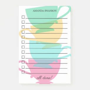 To Do List Teacup Silhouettes - Name Post-it Notes
