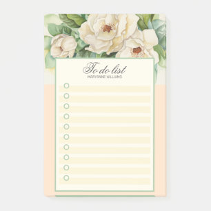 To Do List Vintage Flral Magnolia Add Name Post-it Notes