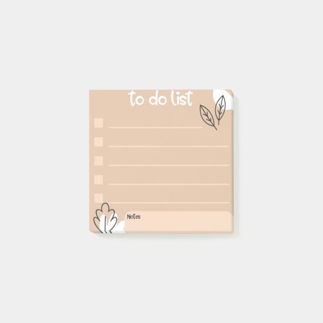 To Do List with Floral Design Style Post-it Notes (Front)
