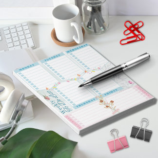 To Do List with Flower Butterfly Blue Pink Theme Notepad