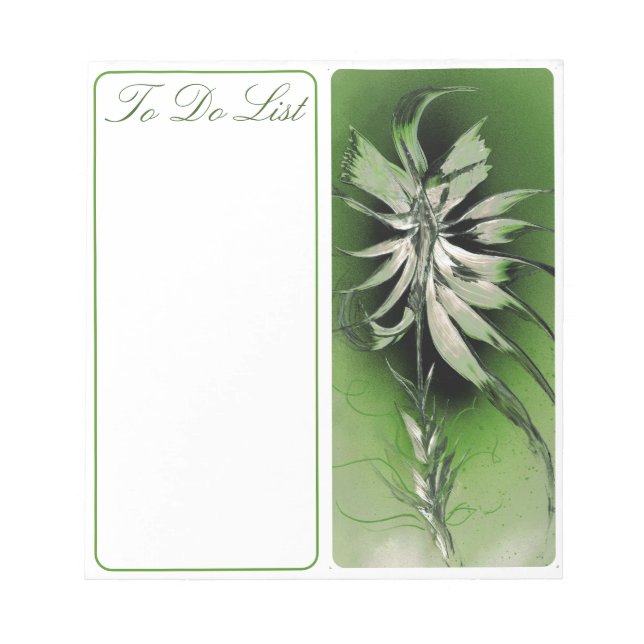 To Do List with Green Flower Notepad (Front)