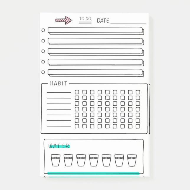 To Do List with Habit Tracker Post-it Notes (Front)