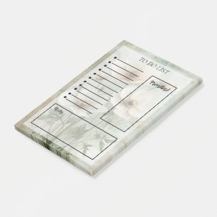 To-Do List with Light Pink and White Flowers Post-it Notes