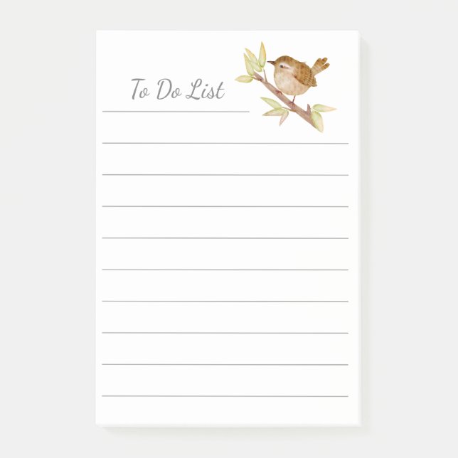 To Do List Wren Bird Personalise Post-it® Notes (Front)