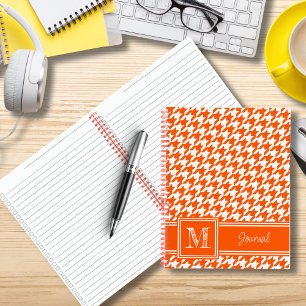 To-Do Monogrammed Orange Houndstooth Checklist Notebook