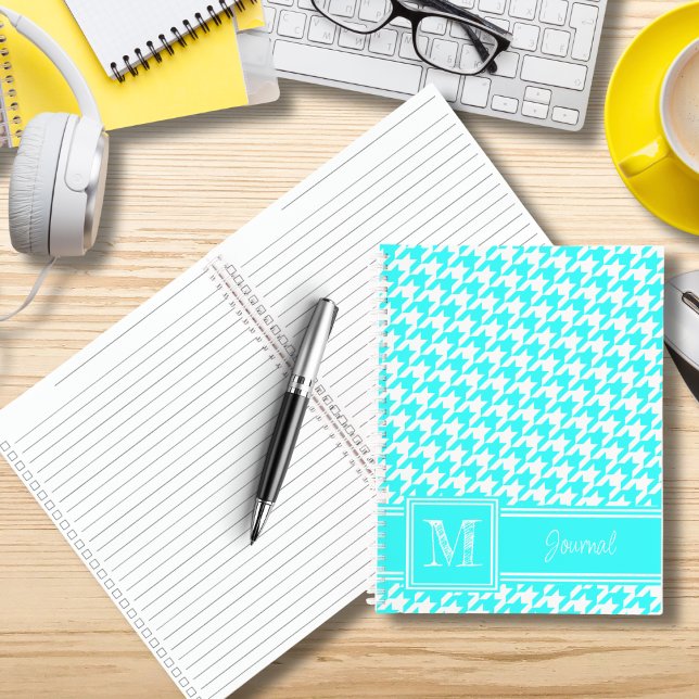 To-Do Monogrammed Turquoise Houndstooth Checklist Notebook (Creator Uploaded)