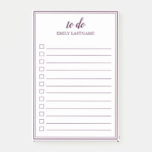 To Do Personalised Purple Border Post-It Notes