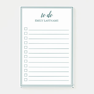 To Do Personalised Teal Green Border Post-It Notes