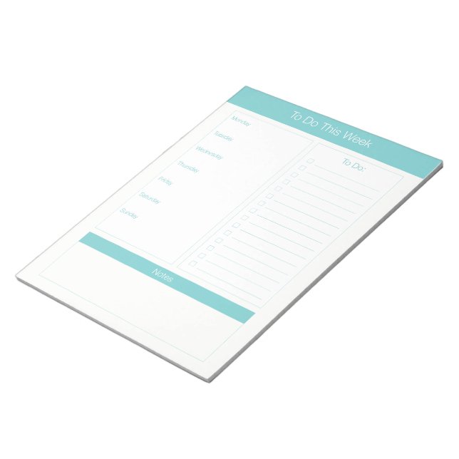 To Do This Week - Weekly Planner - Turquoise Notepad (Angled)