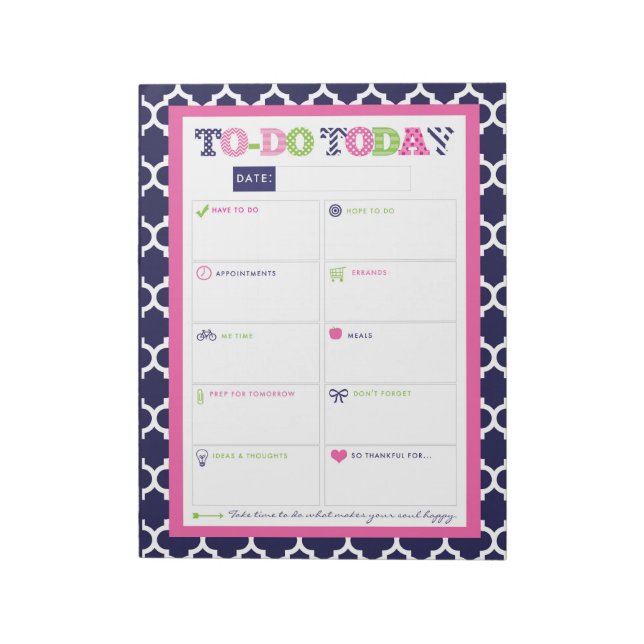 To-Do Today - Preppy Prints & Patterns Notepad (Rotated)