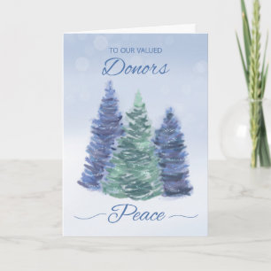To Donors Holiday Peace with Evergreen Trees Card